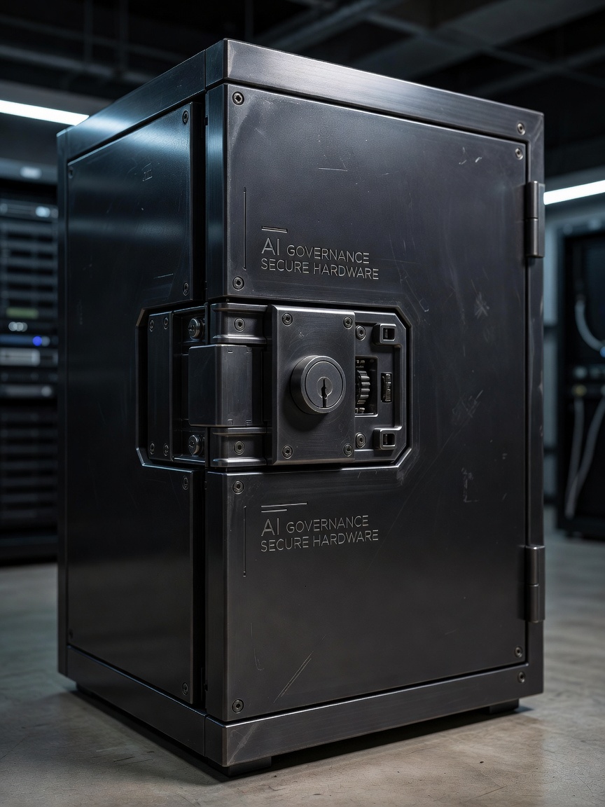 Secure equipment cabinet with a physical locking mechanism and dark precision-machined panels